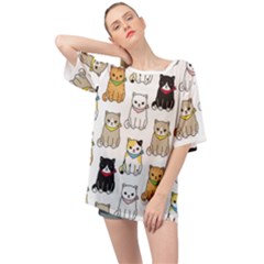 Cat Kitten Seamless Pattern Oversized Chiffon Top