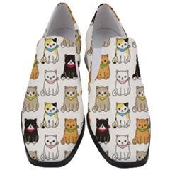 Cat Kitten Seamless Pattern Women Slip On Heel Loafers