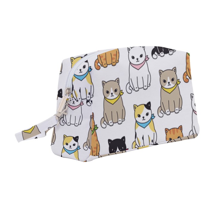 Cat Kitten Seamless Pattern Wristlet Pouch Bag (Medium)