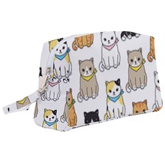 Cat Kitten Seamless Pattern Wristlet Pouch Bag (Large)