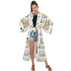 Cat Kitten Seamless Pattern Maxi Kimono