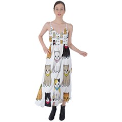 Cat Kitten Seamless Pattern Tie Back Maxi Dress
