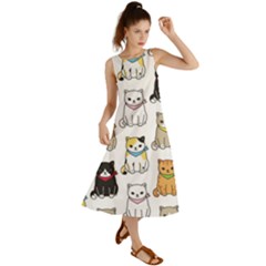 Cat Kitten Seamless Pattern Summer Maxi Dress