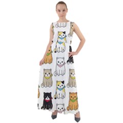 Cat Kitten Seamless Pattern Chiffon Mesh Boho Maxi Dress