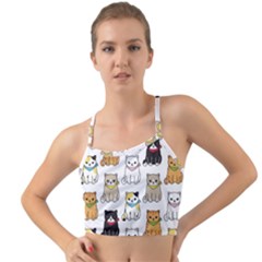 Cat Kitten Seamless Pattern Mini Tank Bikini Top
