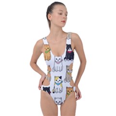 Cat Kitten Seamless Pattern Side Cut Out Swimsuit