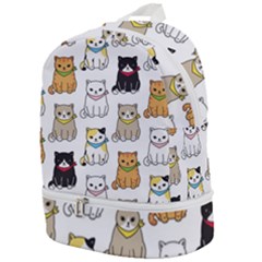 Cat Kitten Seamless Pattern Zip Bottom Backpack