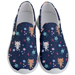 Cute Astronaut Cat With Star Galaxy Elements Seamless Pattern Men s Lightweight Slip Ons by Vaneshart