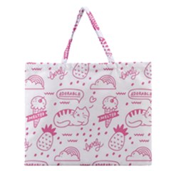 Cute Girly Seamless Pattern Zipper Large Tote Bag