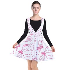 Cute Girly Seamless Pattern Plunge Pinafore Dress by Vaneshart
