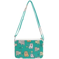 Seamless Pattern Cute Cat Cartoon With Hand Drawn Style Double Gusset Crossbody Bag