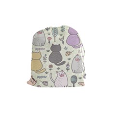 Funny Cartoon Cats Seamless Pattern  Drawstring Pouch (medium)