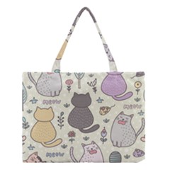 Funny Cartoon Cats Seamless Pattern  Medium Tote Bag