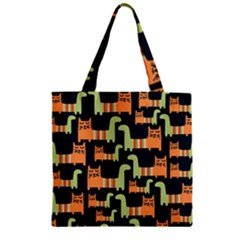 Seamless Pattern With Cats Zipper Grocery Tote Bag by Vaneshart