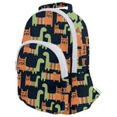 Seamless Pattern With Cats Rounded Multi Pocket Backpack by Vaneshart