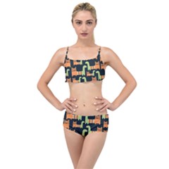 Seamless Pattern With Cats Layered Top Bikini Set by Vaneshart