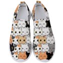 Cute Cat Kitten Cartoon Doodle Seamless Pattern Men s Slip On Sneakers View1