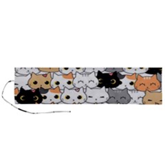 Cute Cat Kitten Cartoon Doodle Seamless Pattern Roll Up Canvas Pencil Holder (l) by Vaneshart