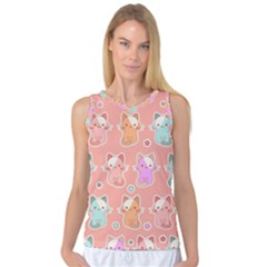 Cute Kawaii Kittens Seamless Pattern Women s Basketball Tank Top by Vaneshart