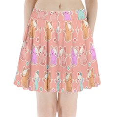 Cute Kawaii Kittens Seamless Pattern Pleated Mini Skirt