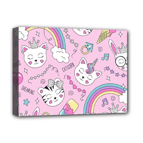 Beautiful Cute Animals Pattern Pink Deluxe Canvas 16  X 12  (stretched) 