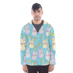 Vector Seamless Pattern With Colorful Cats Fish Men s Hooded Windbreaker