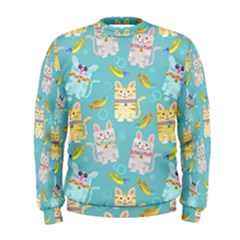 Vector Seamless Pattern With Colorful Cats Fish Men s Sweatshirt