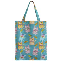 Vector Seamless Pattern With Colorful Cats Fish Zipper Classic Tote Bag