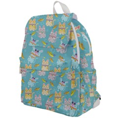 Vector Seamless Pattern With Colorful Cats Fish Top Flap Backpack