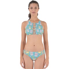 Vector Seamless Pattern With Colorful Cats Fish Perfectly Cut Out Bikini Set