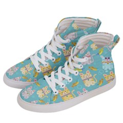 Vector Seamless Pattern With Colorful Cats Fish Men s Hi-Top Skate Sneakers