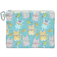 Vector Seamless Pattern With Colorful Cats Fish Canvas Cosmetic Bag (XXL)