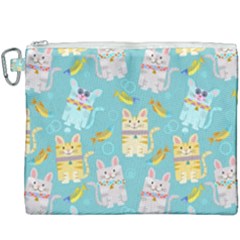 Vector Seamless Pattern With Colorful Cats Fish Canvas Cosmetic Bag (XXXL)
