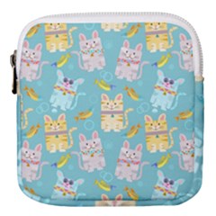 Vector Seamless Pattern With Colorful Cats Fish Mini Square Pouch