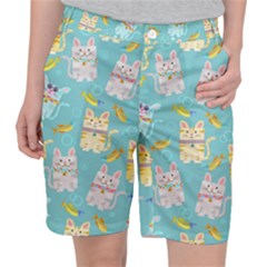 Vector Seamless Pattern With Colorful Cats Fish Pocket Shorts