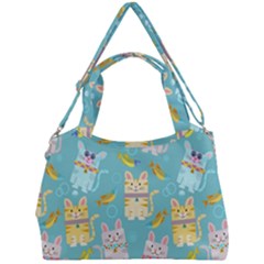 Vector Seamless Pattern With Colorful Cats Fish Double Compartment Shoulder Bag