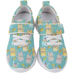 Vector Seamless Pattern With Colorful Cats Fish Kids  Velcro Strap Shoes