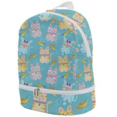 Vector Seamless Pattern With Colorful Cats Fish Zip Bottom Backpack