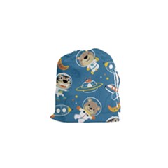 Seamless Pattern Funny Astronaut Outer Space Transportation Drawstring Pouch (xs)