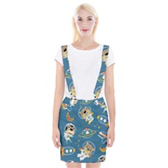 Seamless Pattern Funny Astronaut Outer Space Transportation Braces Suspender Skirt by Vaneshart