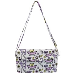 Hand Drawn Cute Cat Pattern Removable Strap Clutch Bag by Vaneshart