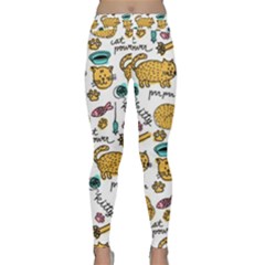 Hand Drawn Kitten Pattern With Elements Classic Yoga Leggings