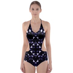 Dark Blue Ornament Pattern Design Cut-out One Piece Swimsuit by dflcprintsclothing