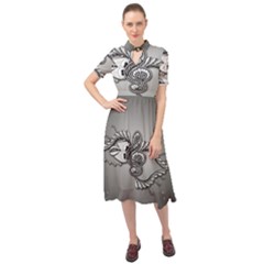 Decorative Clef, Zentangle Design Keyhole Neckline Chiffon Dress by FantasyWorld7