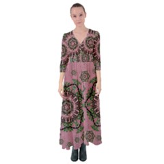 Sakura Wreath And Cherry Blossoms In Harmony Button Up Maxi Dress by pepitasart