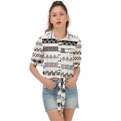 Borders Ikat Ethnic Frame Tribal Tie Front Shirt 