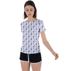 Musical Notes Pattern Back Circle Cutout Sports Tee