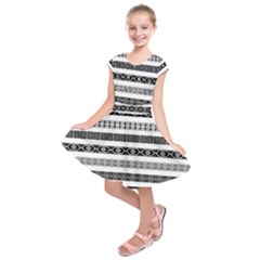 Borders Ikat Ethnic Frame Tribal Kids  Short Sleeve Dress