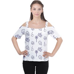 Cup Cake Cake Pattern Delicious Cutout Shoulder Tee