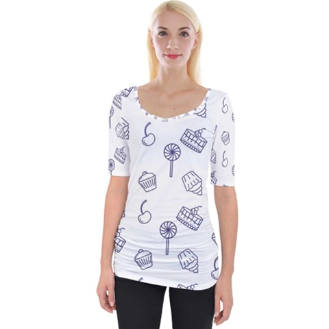 Cup Cake Cake Pattern Delicious Wide Neckline Tee by Wegoenart